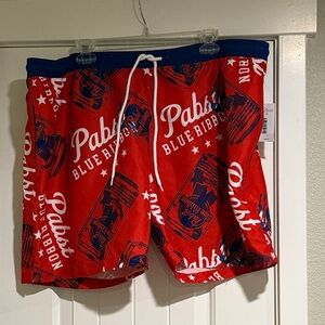 Pabst Blue Ribbon Red Logo Swim Shorts